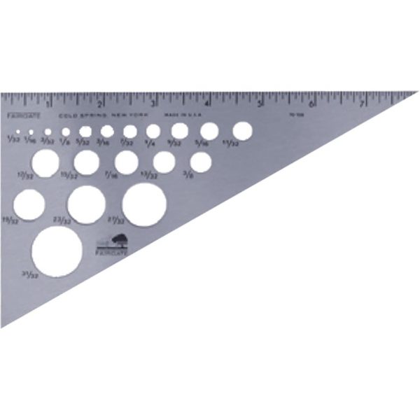 A metal ruler with holes in it.