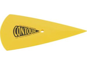 A yellow pennant with the words " contour " written on it.