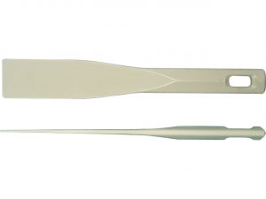 A pair of plastic spoons are shown in this image.