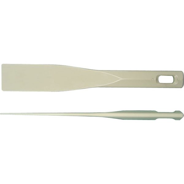 A pair of plastic spoons are shown in this image.